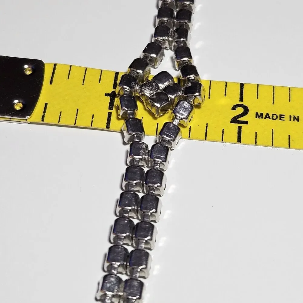 Silver Tone Vintage Clear Rhinestone Bracelet 6.75